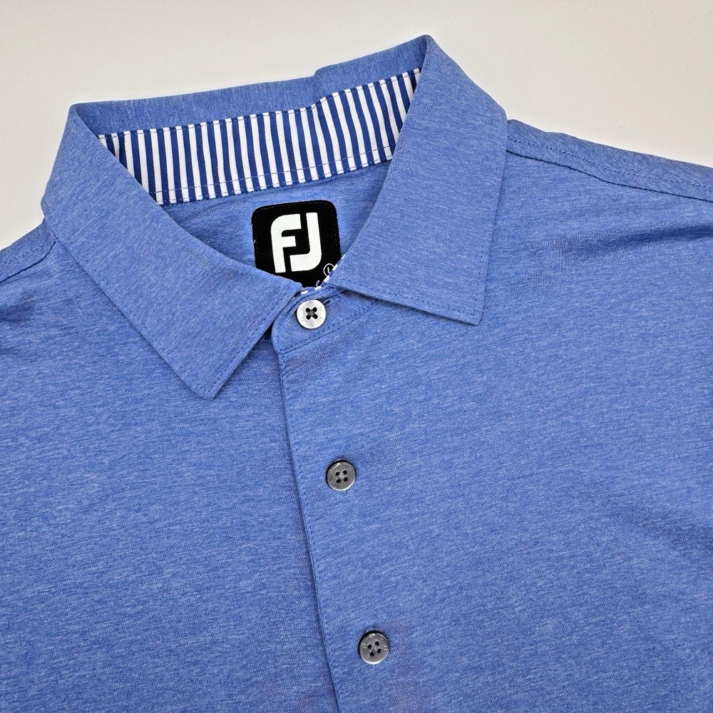 FootJoy Polo Shirt Men's Large FJ Golf Blue Marbled‎ Performance Wicking Active